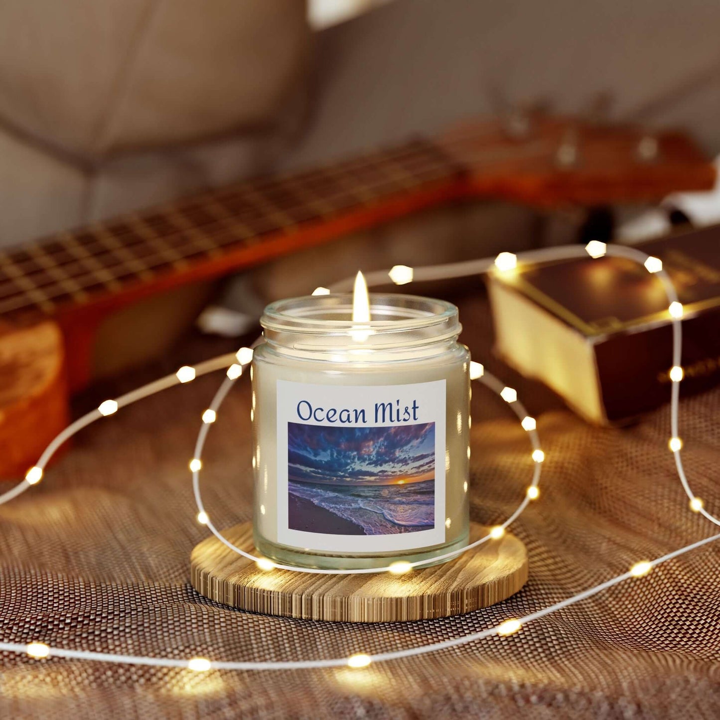 Ocean Mist Scented Candle - Coconut Apricot Wax (4 oz) - Calming Coastal Vibes for Relaxation & Home Décor
