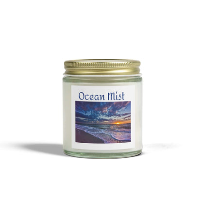 Ocean Mist Scented Candle - Coconut Apricot Wax (4 oz) - Calming Coastal Vibes for Relaxation & Home Décor