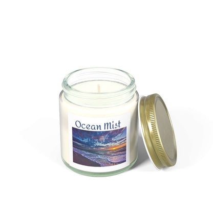 Ocean Mist Scented Candle - Coconut Apricot Wax (4 oz) - Calming Coastal Vibes for Relaxation & Home Décor